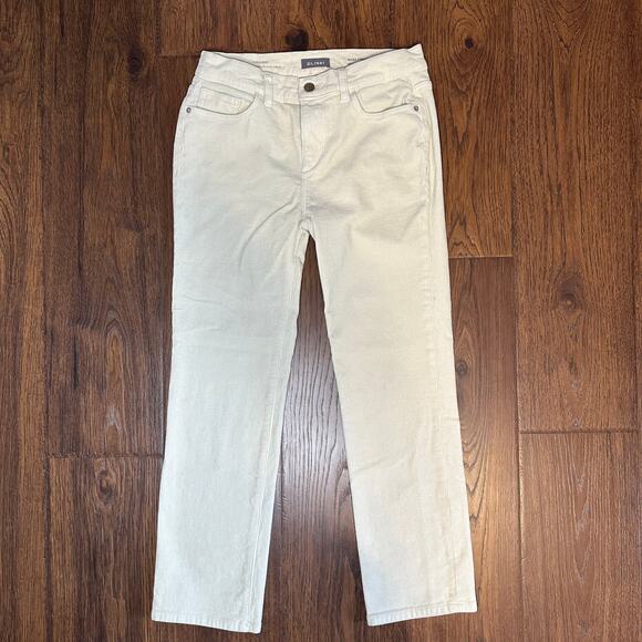 DL1961 Mara Straight Corduroy Off White Mid Rise Instasculpt Ankle Pants 27 - Picture 2 of 11